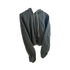 wildfable XXL Gray Crop Hoodie with Drawstring